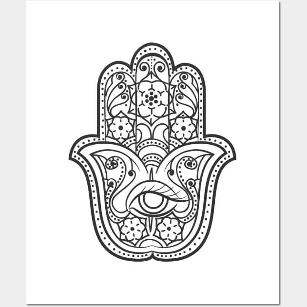Hamsa Hand amulet. Hand of Fatima Wall Art by CatCoconut-Art